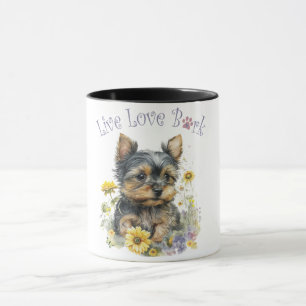 Yorkie Hundmamma Blommig Mugg