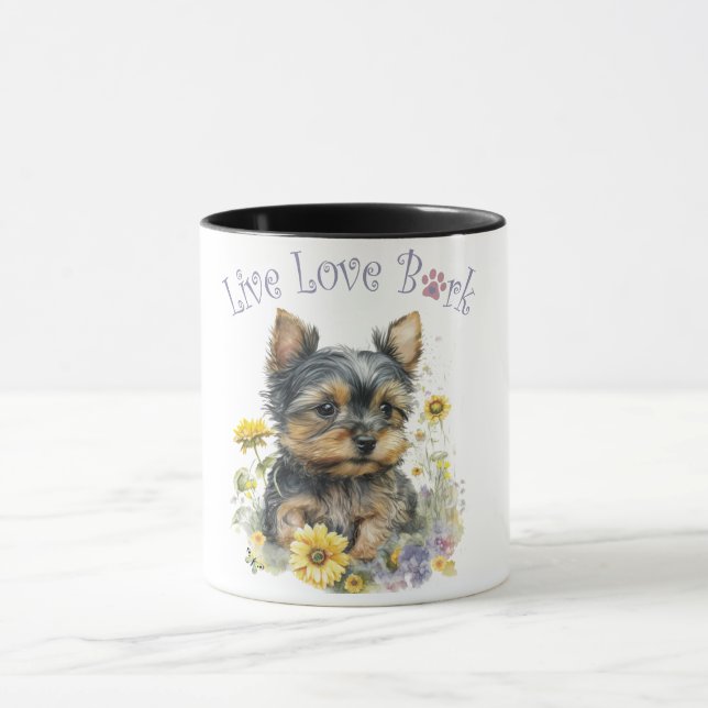 Yorkie Hundmamma Blommig Mugg (Center)