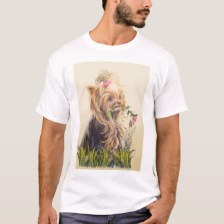 "Yorkie i det trädgårds- ", T-shirt