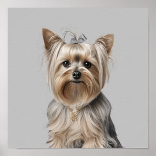Yorkie Illustration Wall Art for Hund älskare Natu Poster