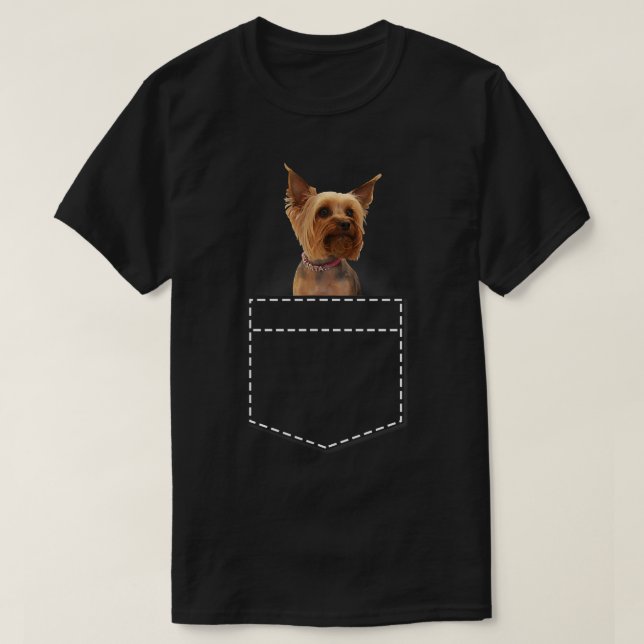 Yorkie in Pocket Yorkshire Terrier  T Shirt (Design framsida)