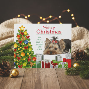 Yorkie jul Hälsning Helgdag Card Helg Vykort