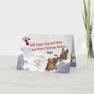 Yorkie jul-hälsningskort för Snö Scene-hälsning Helgkort