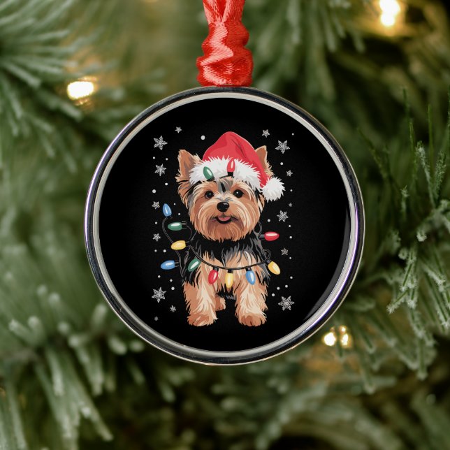 Yorkie jul Hund Long Julafton Gift Julgransprydnad Metall (Träd)