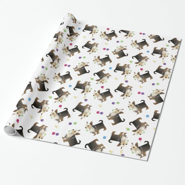 Yorkie jul Hund Mönster Wrapping Papper Presentpapper (Utrullad)