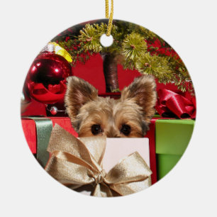 Yorkie-jul Julgransprydnad Keramik