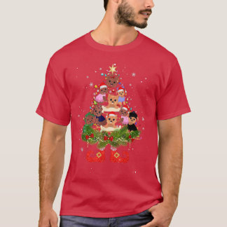 Yorkie Julgran Ljus Cute Santa Hat Hund Lo T Shirt
