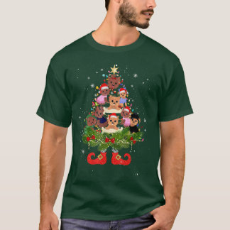 Yorkie Julgran Ljus Funny Santa Hat Hund L T Shirt