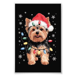 Yorkie julhund lång julpresent fototryck