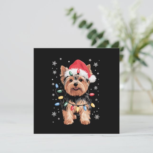 Yorkie julhund lång julpresent inbjudningar (Stående Fram)