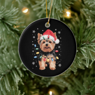 Yorkie julhund lång julpresent julgransprydnad keramik