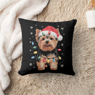 Yorkie julhund lång julpresent kudde