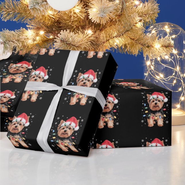 Yorkie julhund lång julpresent presentpapper (Helgdagar)