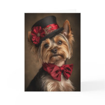 Yorkie Julkort Elegant Viktoriansk Hund