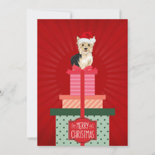 Yorkie julpresenter God Jul Hund Julkort