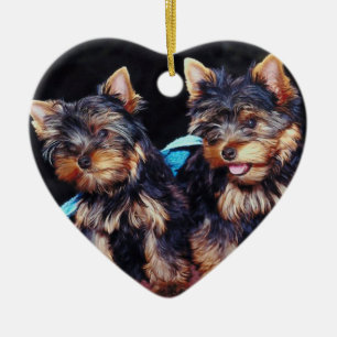 Yorkie julprydnadar julgransprydnad keramik