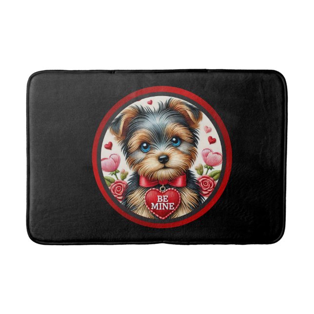 Yorkie Kärlek Bath Mat - Akta Alla hjärtans dag Badrumsmatta (Framsidan)