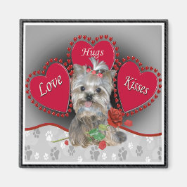 Yorkie Kärlek Hug Kisses Magnet