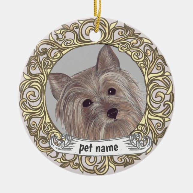 Yorkie-kärlek minnes-ornament julgransprydnad keramik (Framsidan)