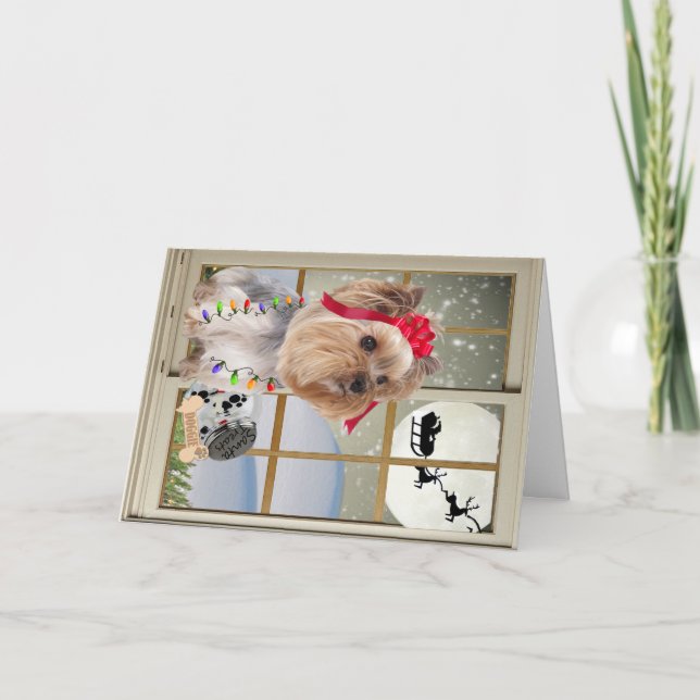 Yorkie klockor för Santa Helgkort (Framsida)