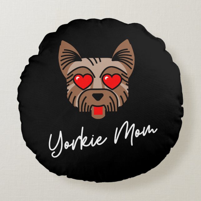 Yorkie Mamma 3 Rund Kudde (Framsidan)