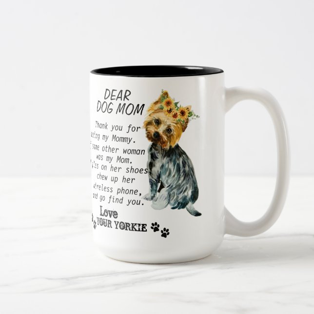 Yorkie Mamma Best Quote Två-Tonad Mugg (Höger)
