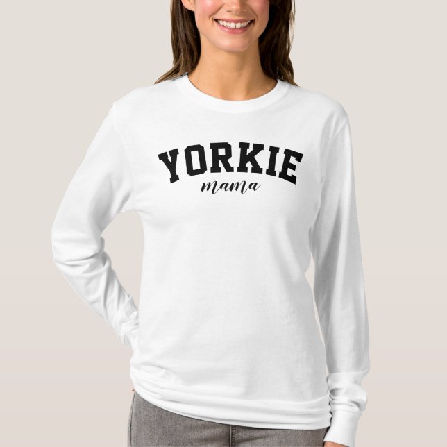Yorkie Mamma Cute Yorkshire Terrier Hund College T Shirt (Framsida)