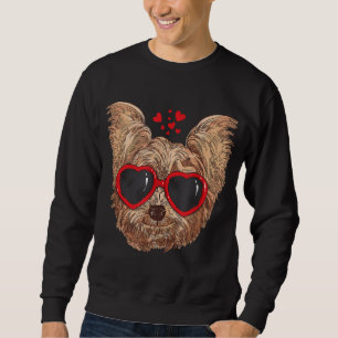 Yorkie Mamma Hund Sunglasses Kärlek Heart Yorkshir Lång Ärmad Tröja