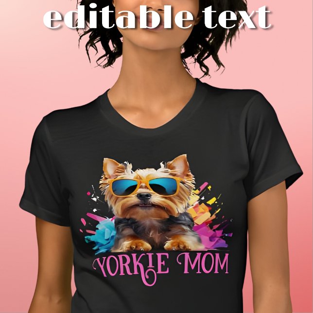 Yorkie Mamma Hund Sunglasses T Shirt (Skapare uppladdad)