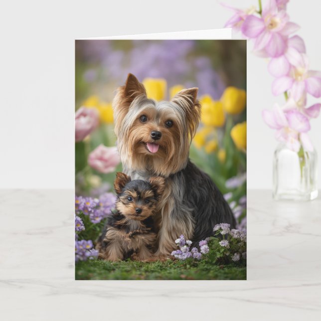 Yorkie Mamma Mors Dag Kärlek Kort (Orkide)