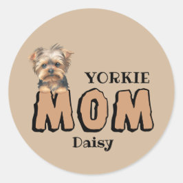 Yorkie Mamma Yorkshire Terrier Älskare eget namn Runt Klistermärke