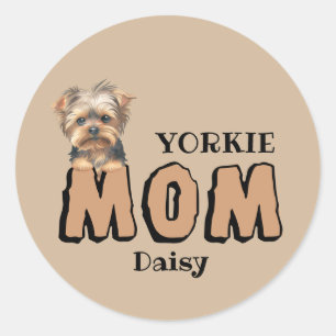 Yorkie Mamma Yorkshire Terrier Älskare eget namn Runt Klistermärke