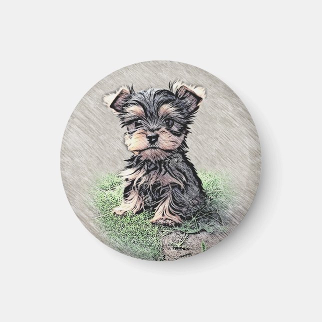 Yorkie, marionett, husdjur magnet (Framsidan)