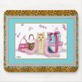Yorkie med Leopard Animal Print Mousepad Musmatta
