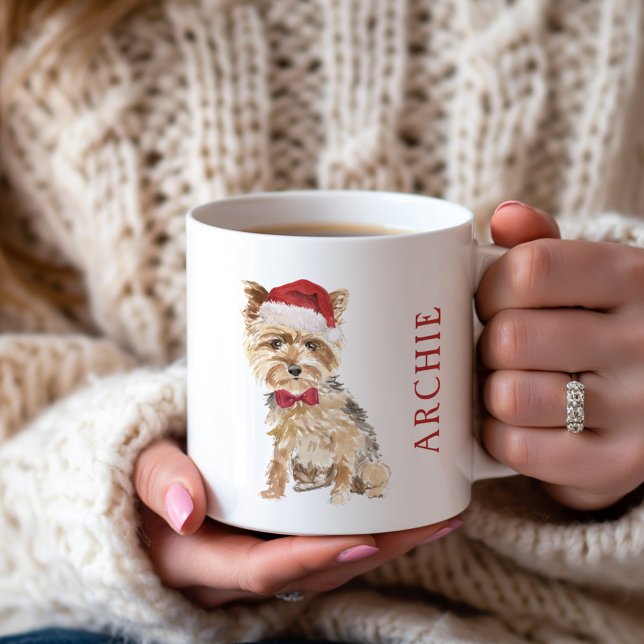 Yorkie med Santa Hat Helgdag Kaffemugg (Skapare uppladdad)