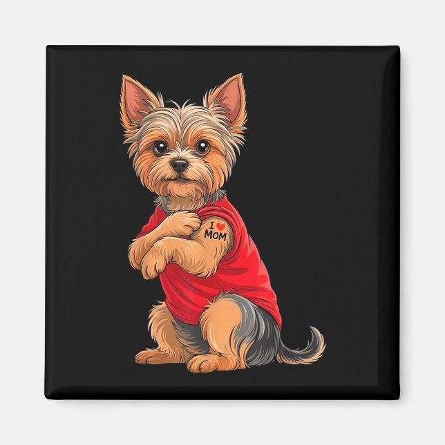 Yorkie med tatuerad yorkshire terrier kärlek magnet (Framsidan)