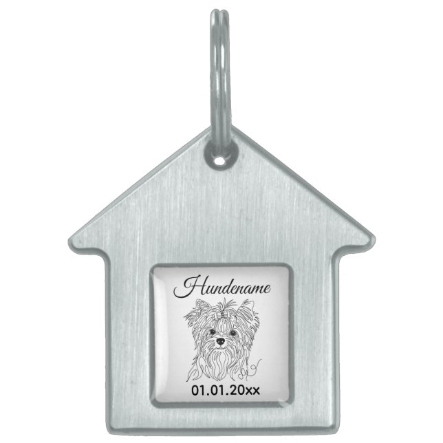 Yorkie Minimalist Line Art Personalized Dog Tag ID-bricka Husdjur (Framsidan)