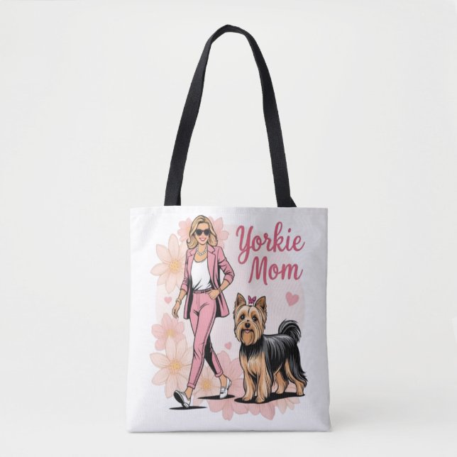 Yorkie Mom Tote Bag Tygkasse (Framsida)