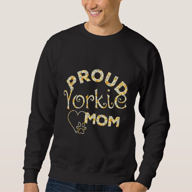 Yorkie Mom Yorkshire Terrier Dog Gift  Flower Lång Ärmad Tröja (Framsida)