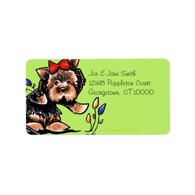 Yorkie n Tulips Olive Adressetikett (Framsidan)