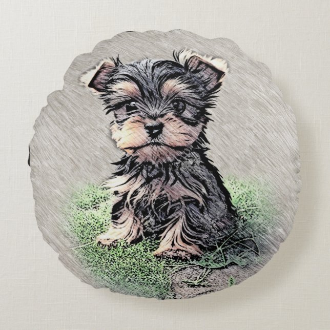 Yorkie, natur, husdjur rund kudde (Framsidan)