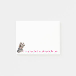 Yorkie noterar post-it block