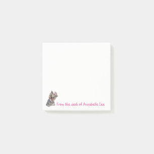 Yorkie noterar post-it block