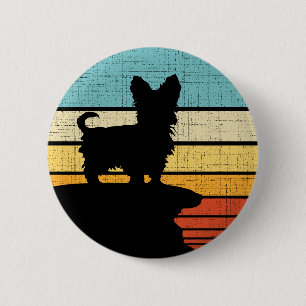 Yorkie Owner Retro Vintage 60s 70-tal Hund älskare Knapp