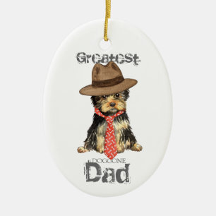 Yorkie Pappa Ceramic Ornament