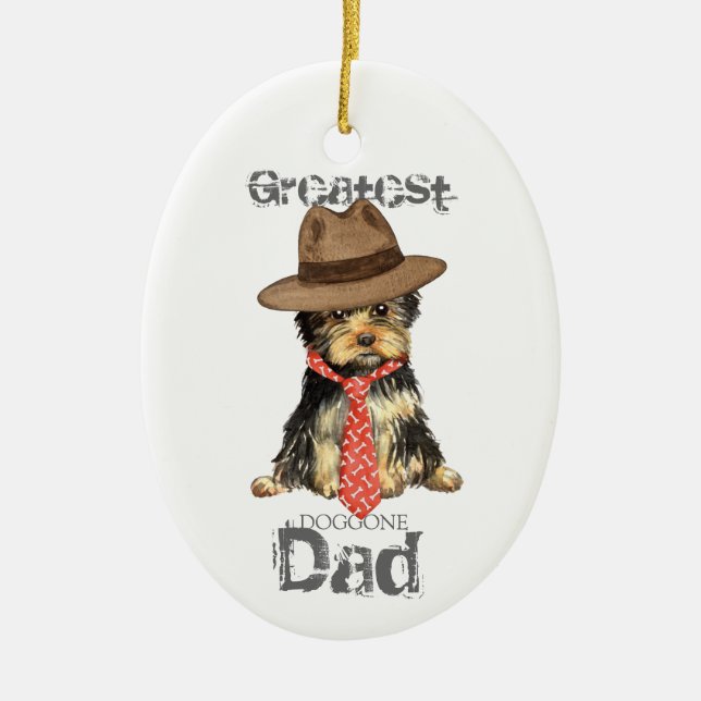 Yorkie Pappa Ceramic Ornament (Framsidan)