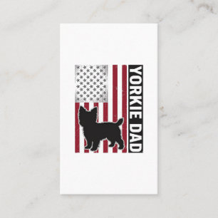 Yorkie Pappa Patriotisk Vintage Gravyr Hund T-Shir Visitkort