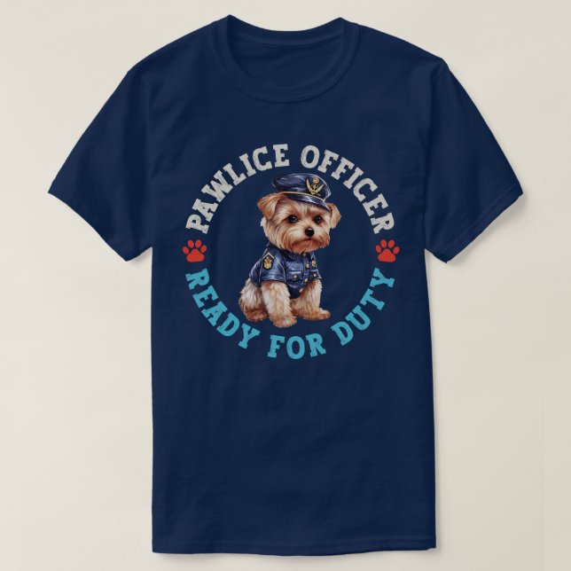 Yorkie Pawlice Officer T Shirt (Design framsida)