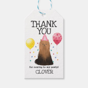 Yorkie Pawty Hund Birthday Tack Favor Gift Märkre Presentetikett