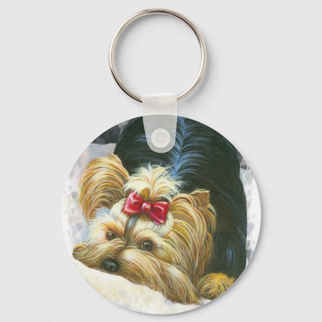 Yorkie Peek a Boo Keychain Nyckelring (Framsida)